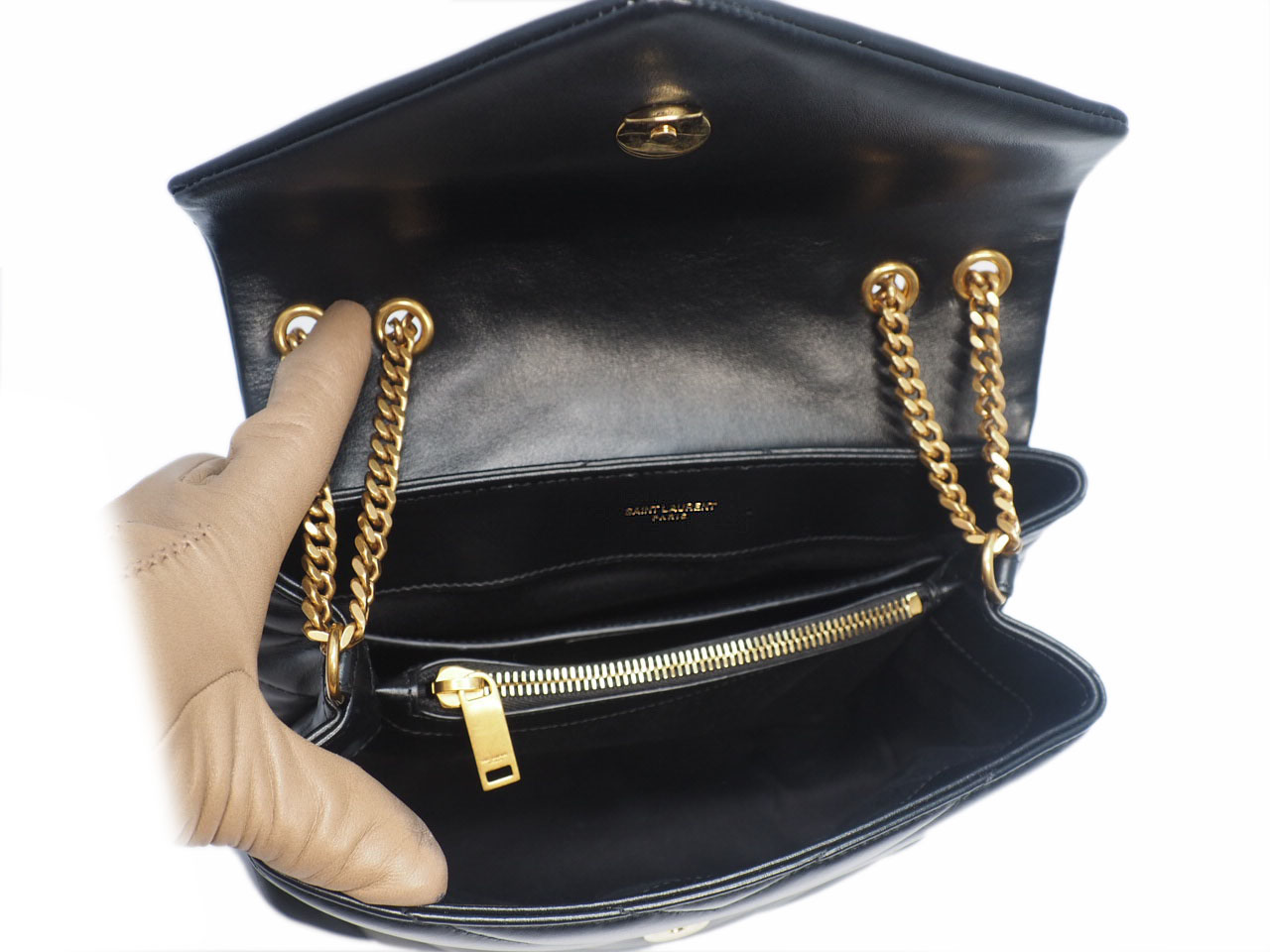 YSL Saint Laurent 494699 Black Monogram Loulou Small in Matelasse Y Leather Chain Bag - Image 9