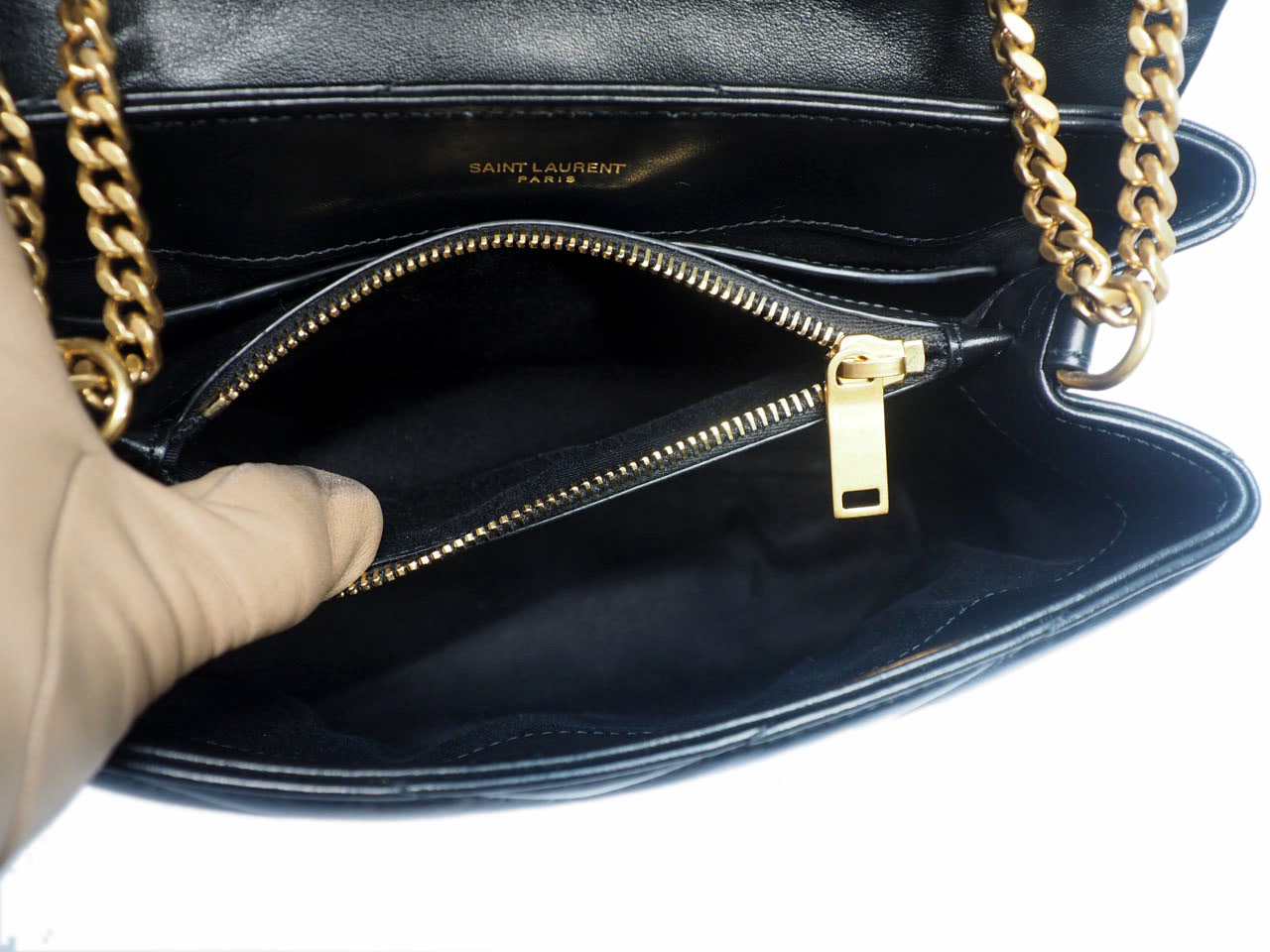 YSL Saint Laurent 494699 Black Monogram Loulou Small in Matelasse Y Leather Chain Bag - Image 11