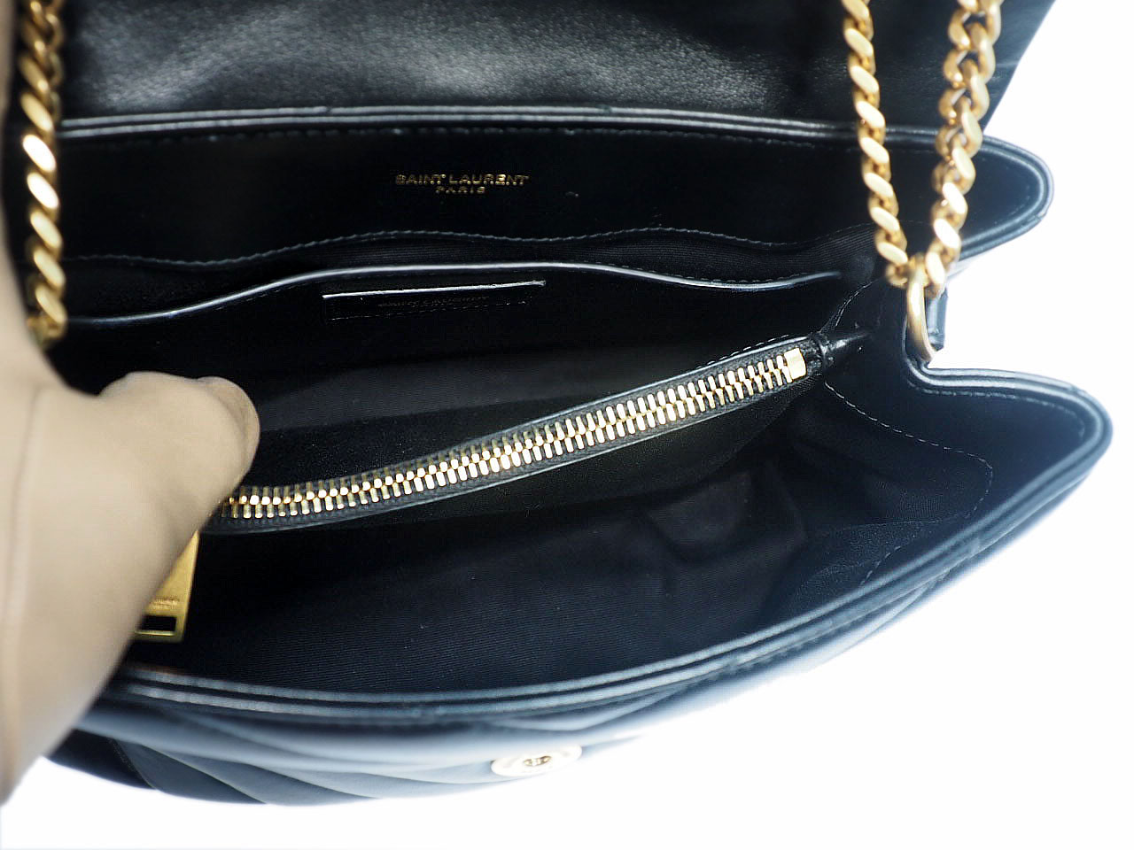 YSL Saint Laurent 494699 Black Monogram Loulou Small in Matelasse Y Leather Chain Bag - Image 12