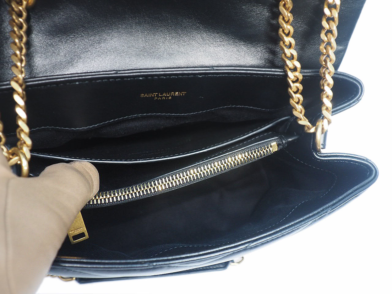 YSL Saint Laurent 494699 Black Monogram Loulou Small in Matelasse Y Leather Chain Bag - Image 13