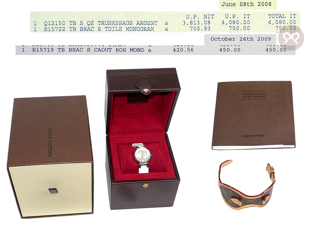 Louis Vuitton Q12150 S/S Tambour Trunks & Bags Ladies Silver Quartz Watch - Image 2