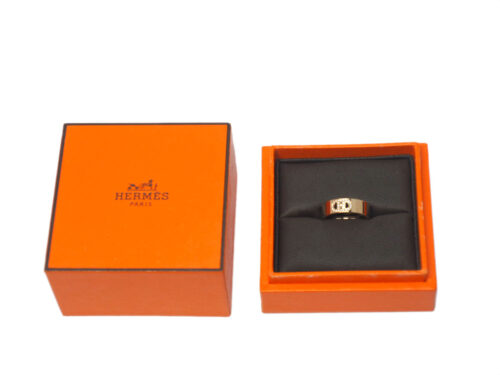 Hermes 18K H d' Ancre PM, 27 Diamonds, Size 51 Rose Gold Ring