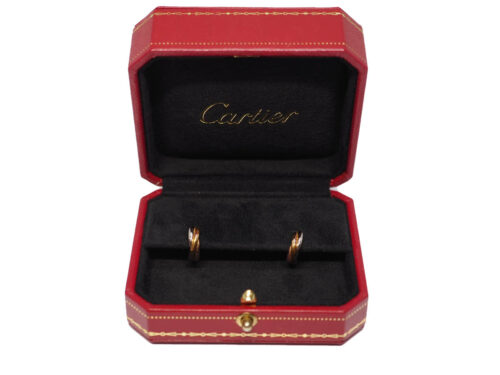 Cartier 18K Tri-Gold White Gold/ Yellow Gold/ Rose Gold Trinity Mini Hoop Earrings (GN9412)