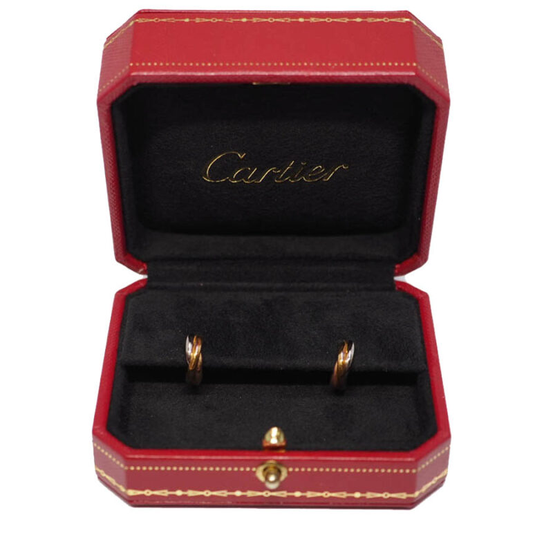 Cartier 18K Tri-Gold White Gold/ Yellow Gold/ Rose Gold Trinity Mini Hoop Earrings (GN9412)