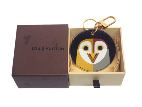 Louis Vuitton M42600 Black Epi Leather Night Bird Bag Charm and Key Holder (CX0126)