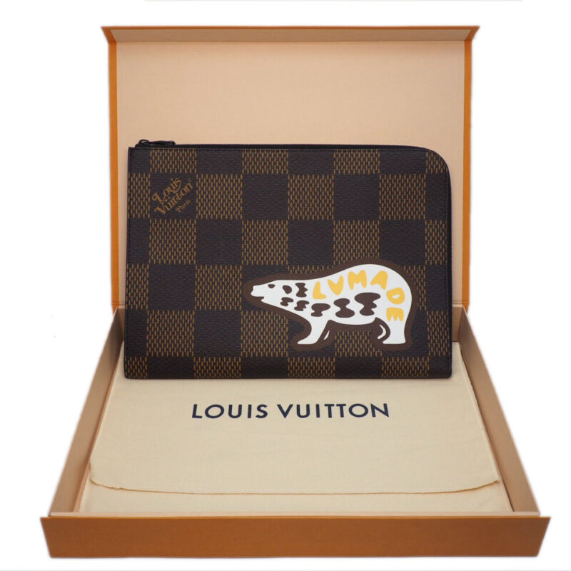 Louis Vuitton N60390 Giant Damier Ebene Canvas L-Zip Laptop/ Ipad Pochette Jour GM in Playful Bear ( TV2250)
