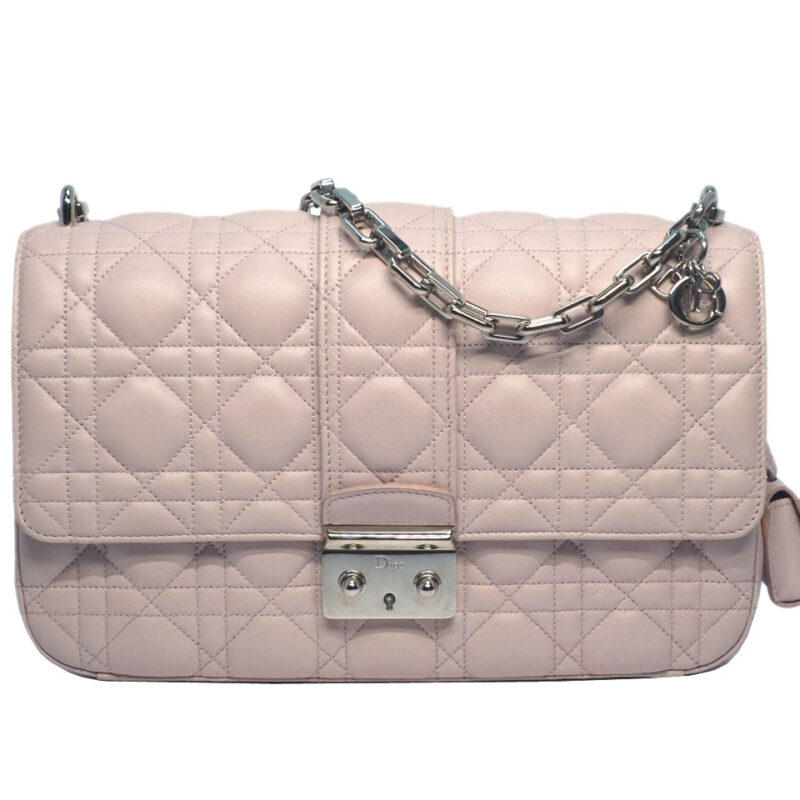 Christian Dior Pink Lambskin Cannage Delices Flap Silver Hardware Shoulder Bag