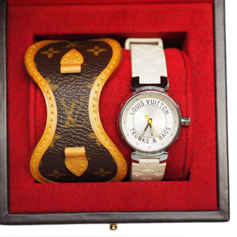Louis Vuitton Q12150 S/S Tambour Trunks & Bags Ladies Silver Quartz Watch