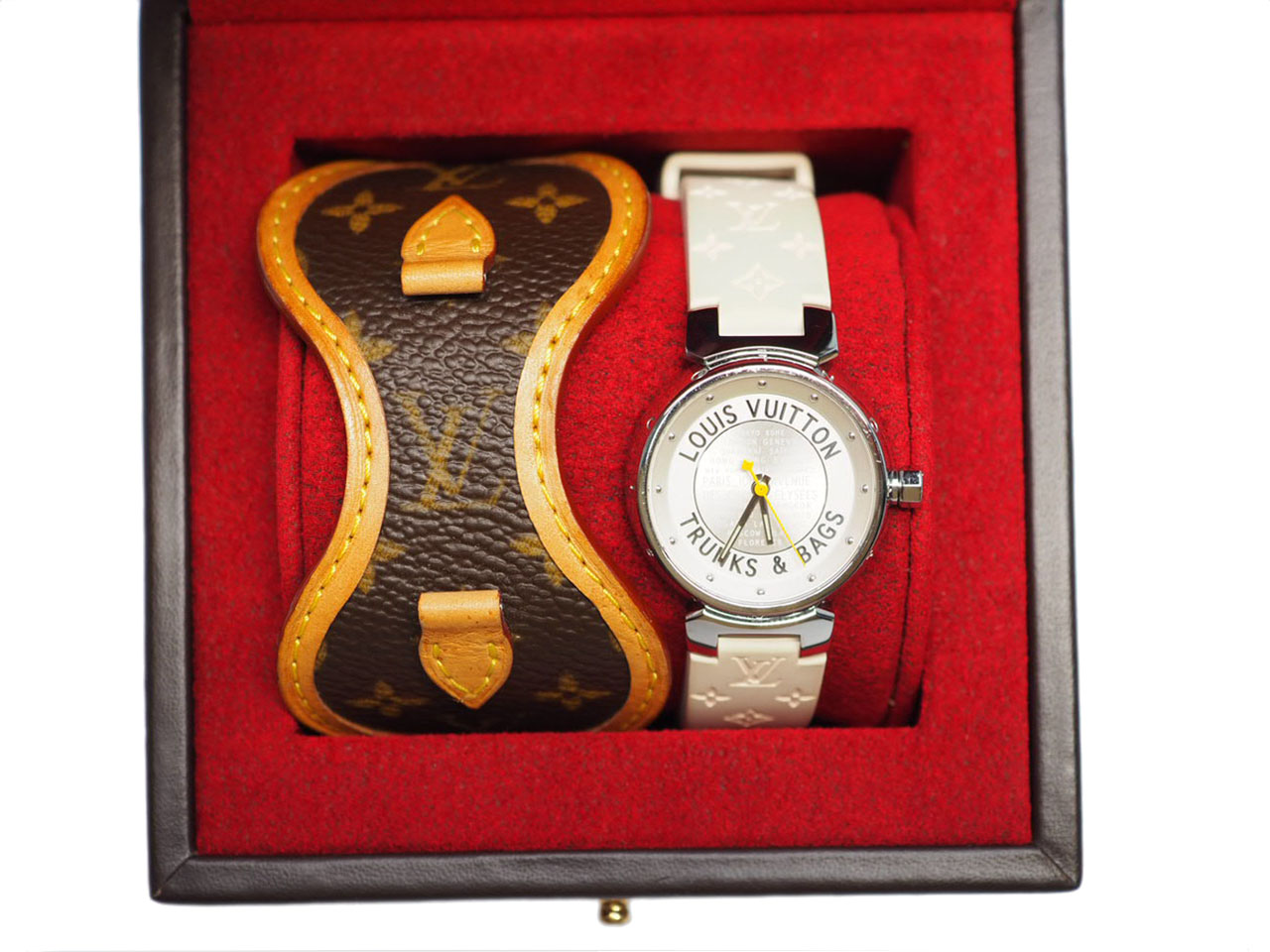 Louis Vuitton Q12150 S/S Tambour Trunks & Bags Ladies Silver Quartz Watch