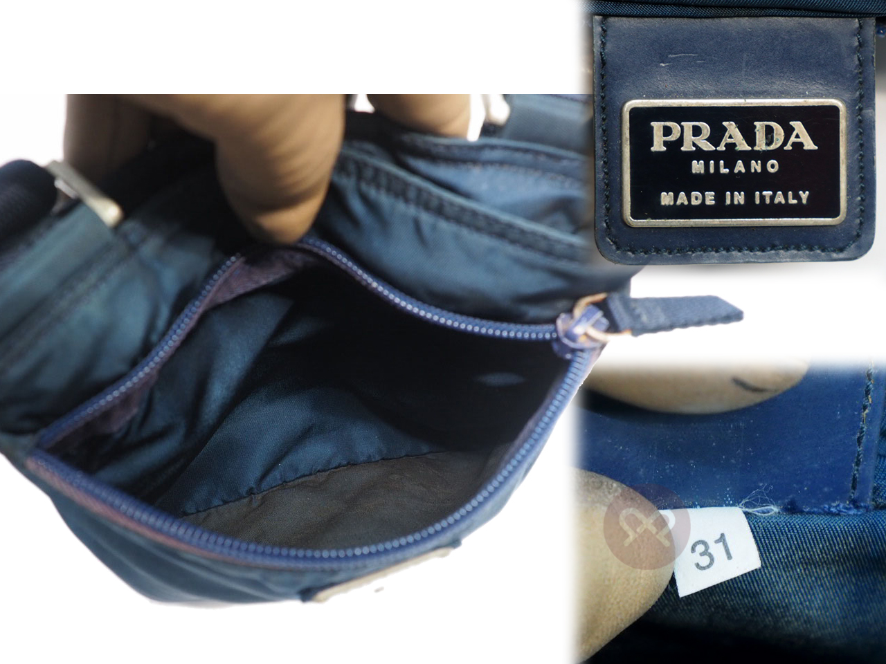 Prada B7372 Logo Unisex Baltico Blue Vela Tessuto Flat Messenger Bag - Image 8