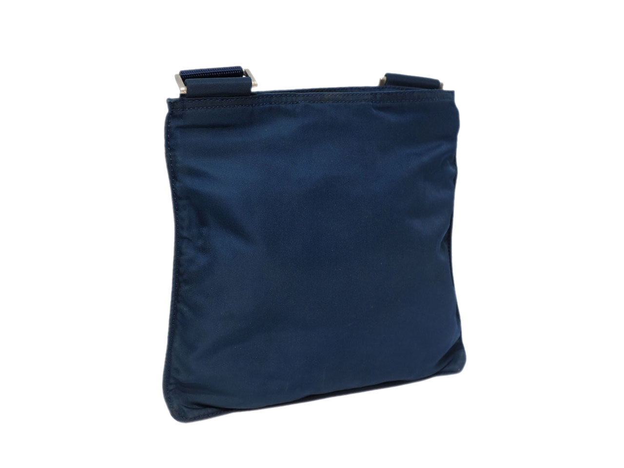 Prada B7372 Logo Unisex Baltico Blue Vela Tessuto Flat Messenger Bag - Image 4
