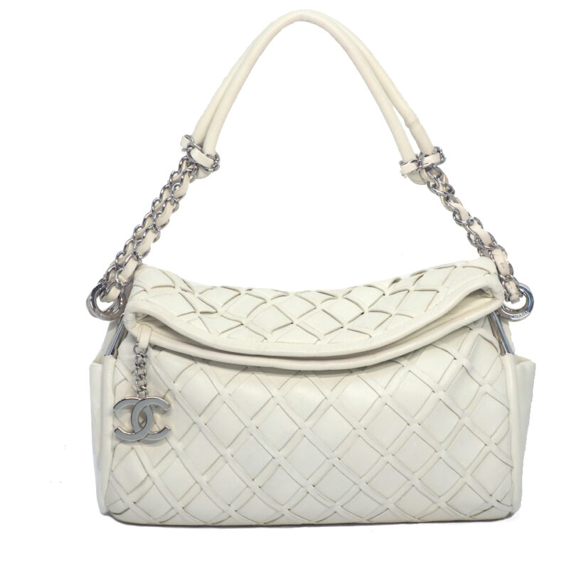 Chanel 11336361 Off-White/ Ivory Lambskin Cross Stitch Ultimate Soft Flap Small Bag