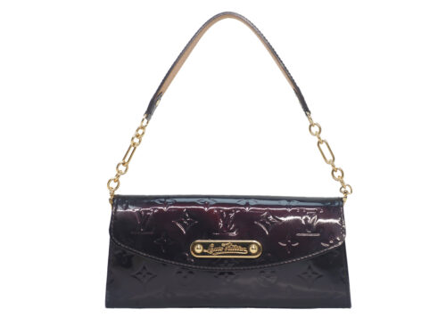 Louis Vuitton M93543 Amarante Monogram Vernis Sunset Boulevard Wallet on Chain/ Clutch/ Shoulder Bag
