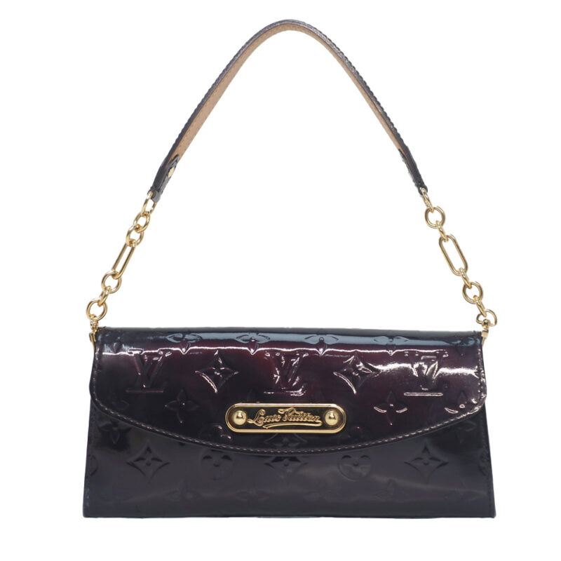 Louis Vuitton M93543 Amarante Monogram Vernis Sunset Boulevard Wallet on Chain/ Clutch/ Shoulder Bag