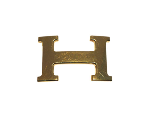 Hermes 32mm H Gold Plated Belt Buckle 1 with Reversible Belt ( Choice of Size of Belts in Gold/ Black Color)