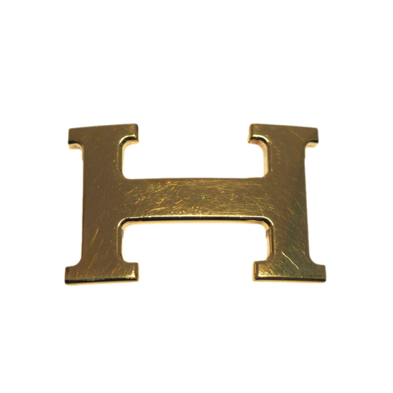 Hermes 32mm H Gold Plated Belt Buckle 1 with Reversible Belt ( Choice of Size of Belts in Gold/ Black Color)