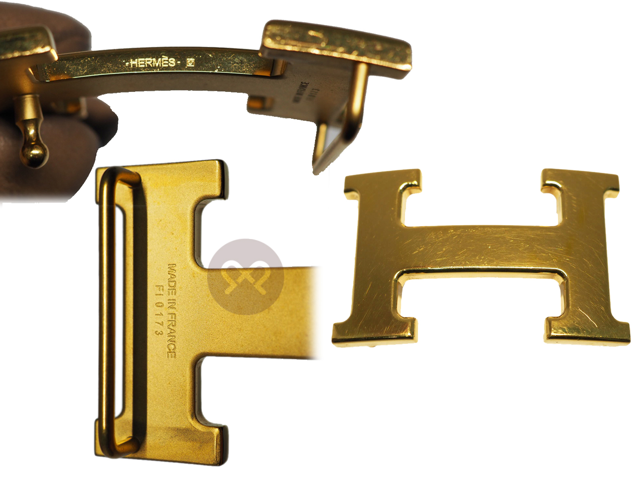 Hermes 32mm H Gold Plated Belt Buckle 1 with Reversible Belt ( Choice of Size of Belts in Gold/ Black Color) - Image 4