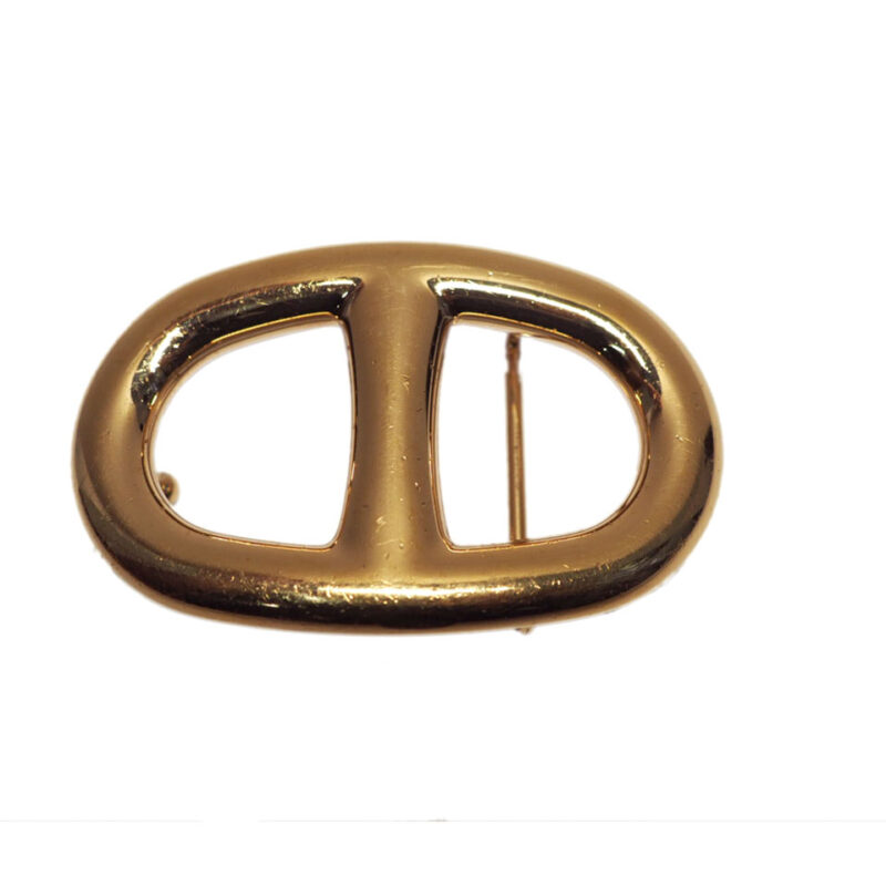 Hermes 32mm Gold Plated Permabrass Chaine d'Ancre Belt Buckle with Reversible Belt ( Choice of Size of Belts in Gold/ Black Color)