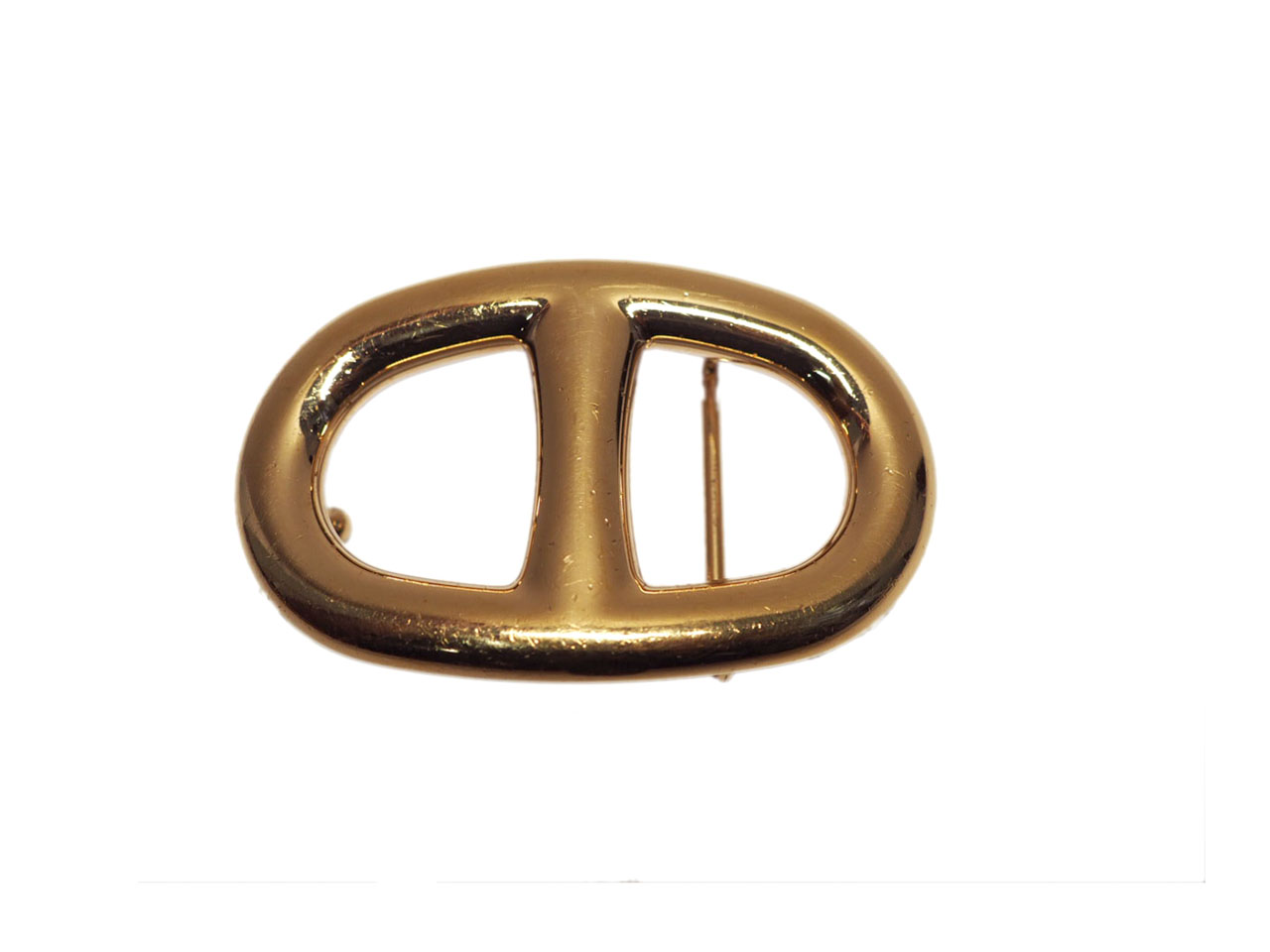 Hermes 32mm Gold Plated Permabrass Chaine d'Ancre Belt Buckle with Reversible Belt ( Choice of Size of Belts in Gold/ Black Color)