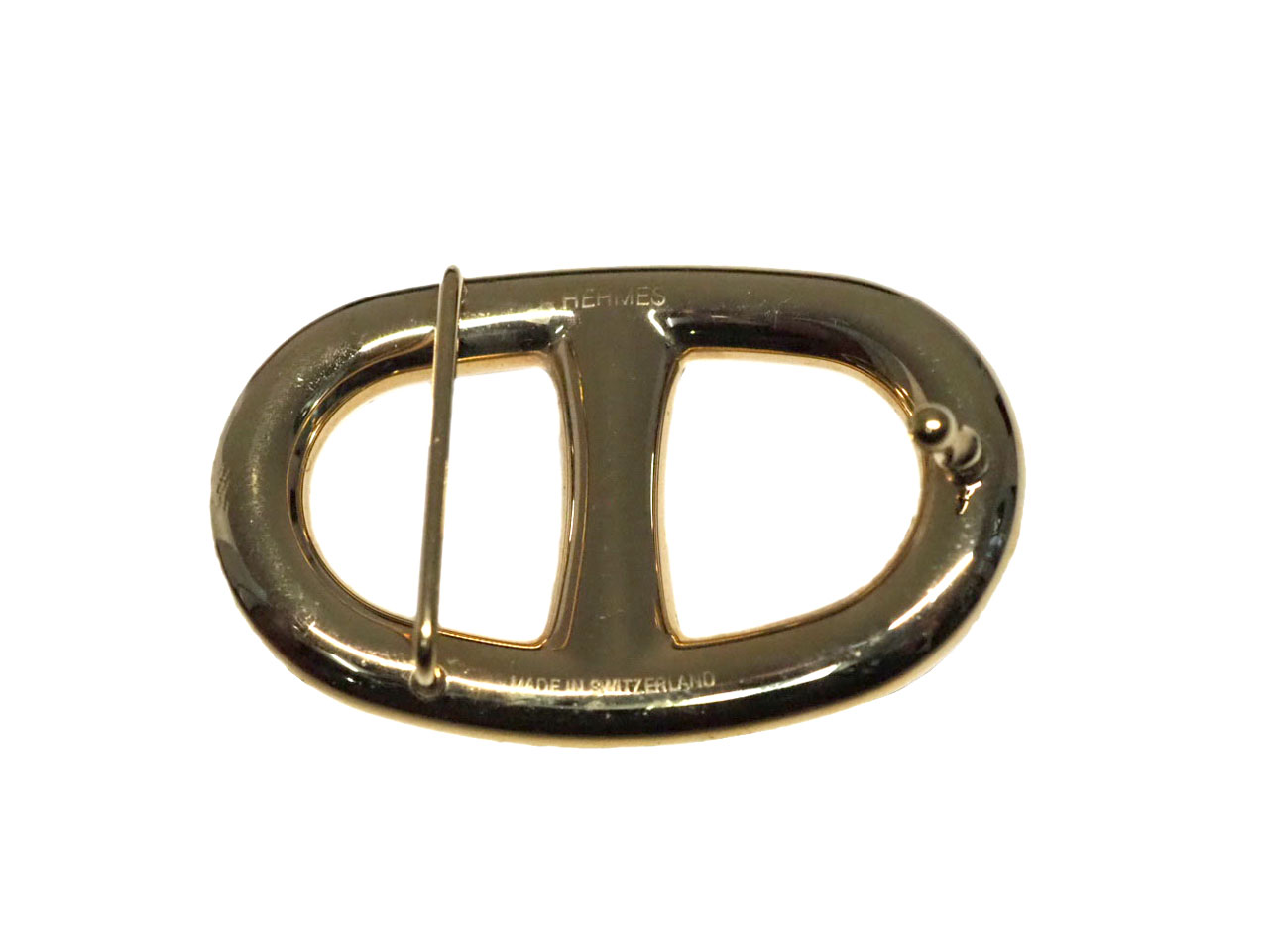 Hermes 32mm Gold Plated Permabrass Chaine d'Ancre Belt Buckle with Reversible Belt ( Choice of Size of Belts in Gold/ Black Color) - Image 2