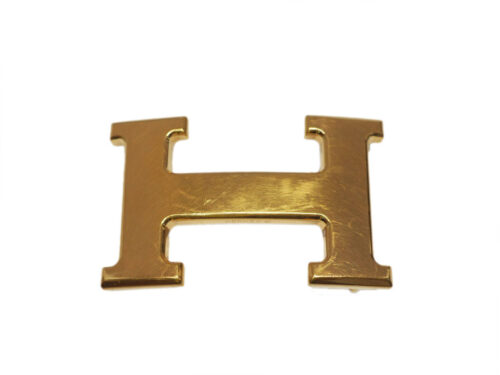 Hermes 32mm H Gold Plated Belt Buckle 2 with Reversible Belt ( Choice of Size of Belts in Gold/ Black Color)
