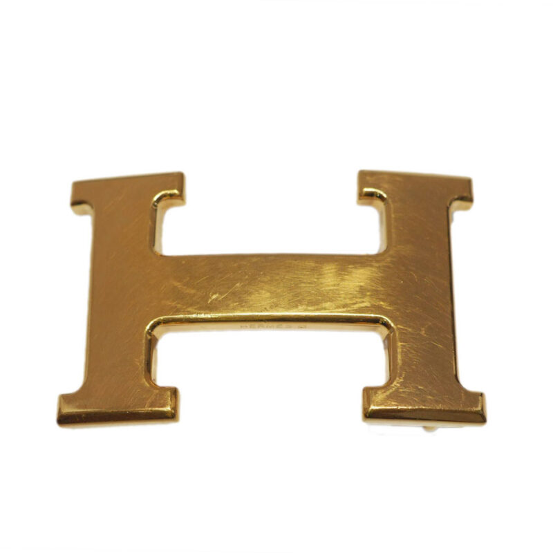 Hermes 32mm H Gold Plated Belt Buckle 2 with Reversible Belt ( Choice of Size of Belts in Gold/ Black Color)