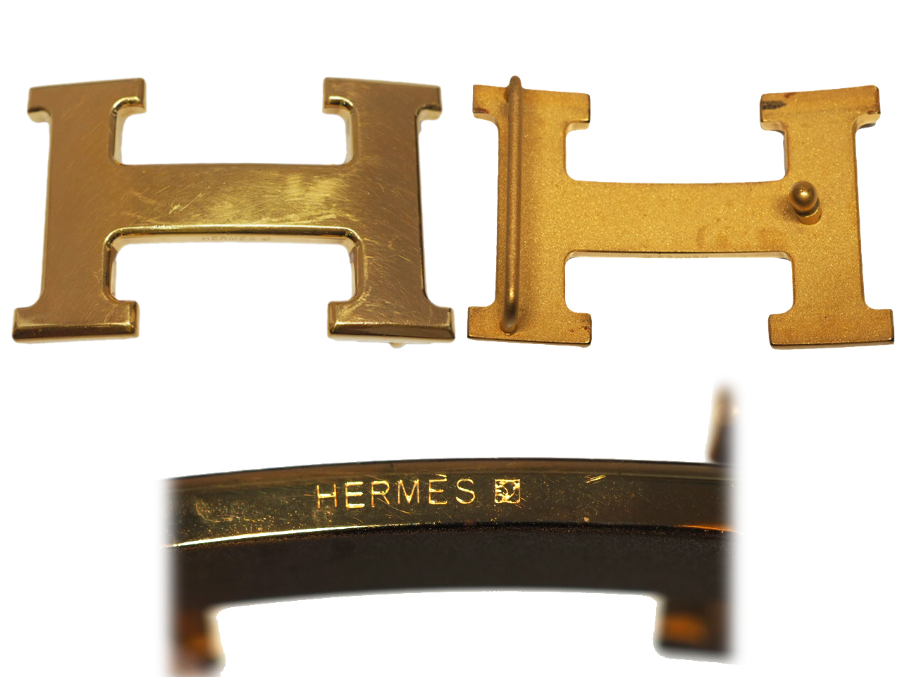 Hermes 32mm H Gold Plated Belt Buckle 2 with Reversible Belt ( Choice of Size of Belts in Gold/ Black Color) - Image 2