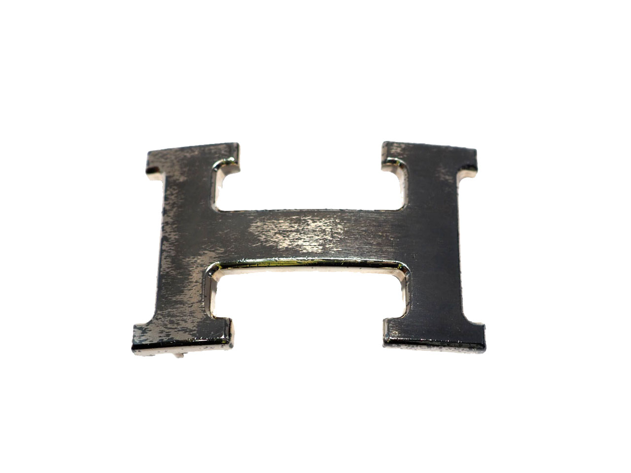Hermes 32mm H Brushed Silver Belt Buckle 2 with Reversible Belt ( Choice of Size of Belts in Gold/ Black Color)