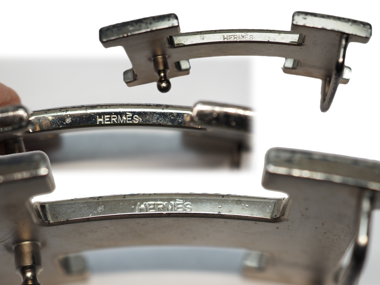 Hermes 32mm H Brushed Silver Belt Buckle 2 with Reversible Belt ( Choice of Size of Belts in Gold/ Black Color) - Image 3