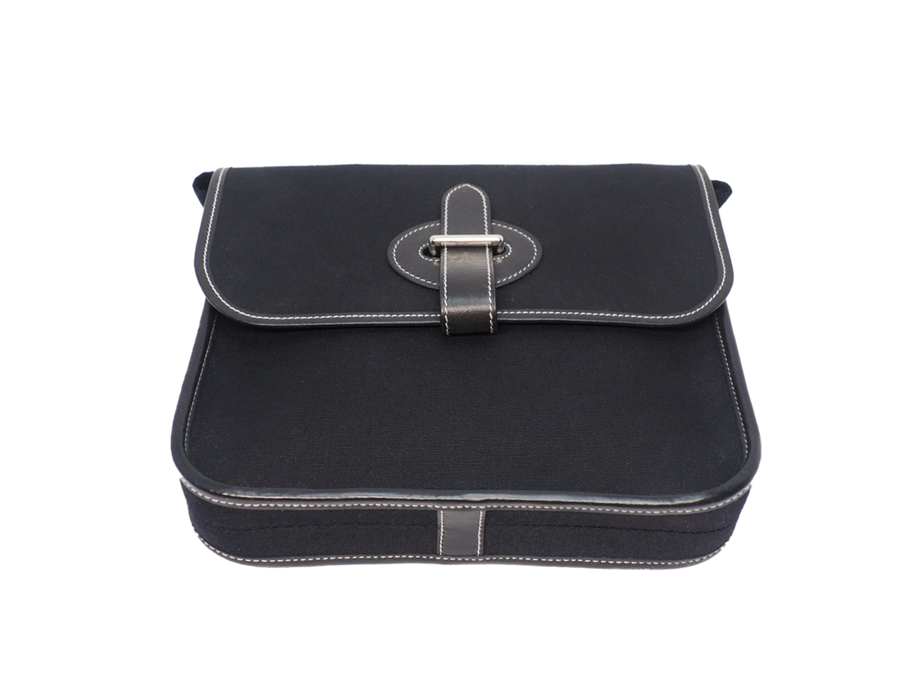 HERMES Buenaventura Mini black Toile Officer x Leather Cross Body/ Messenger Bag - Image 6