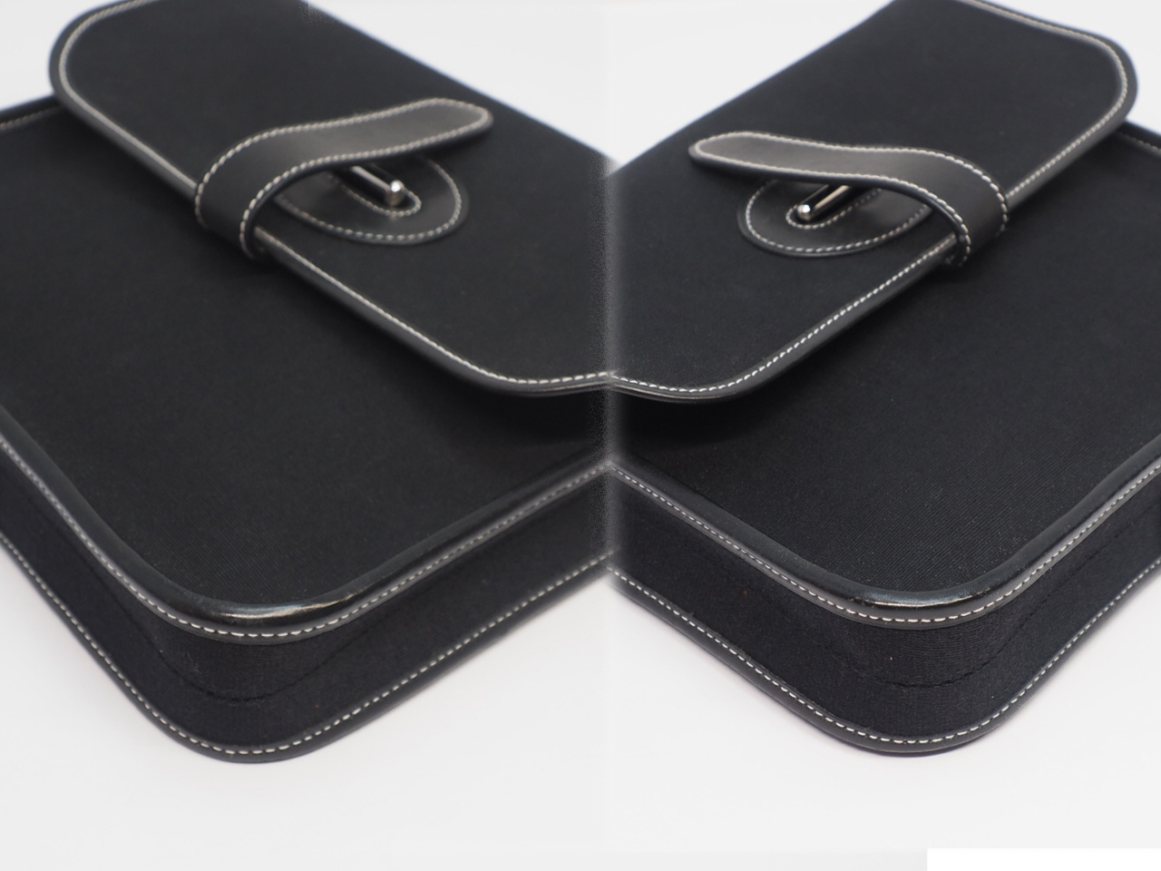 HERMES Buenaventura Mini black Toile Officer x Leather Cross Body/ Messenger Bag - Image 11