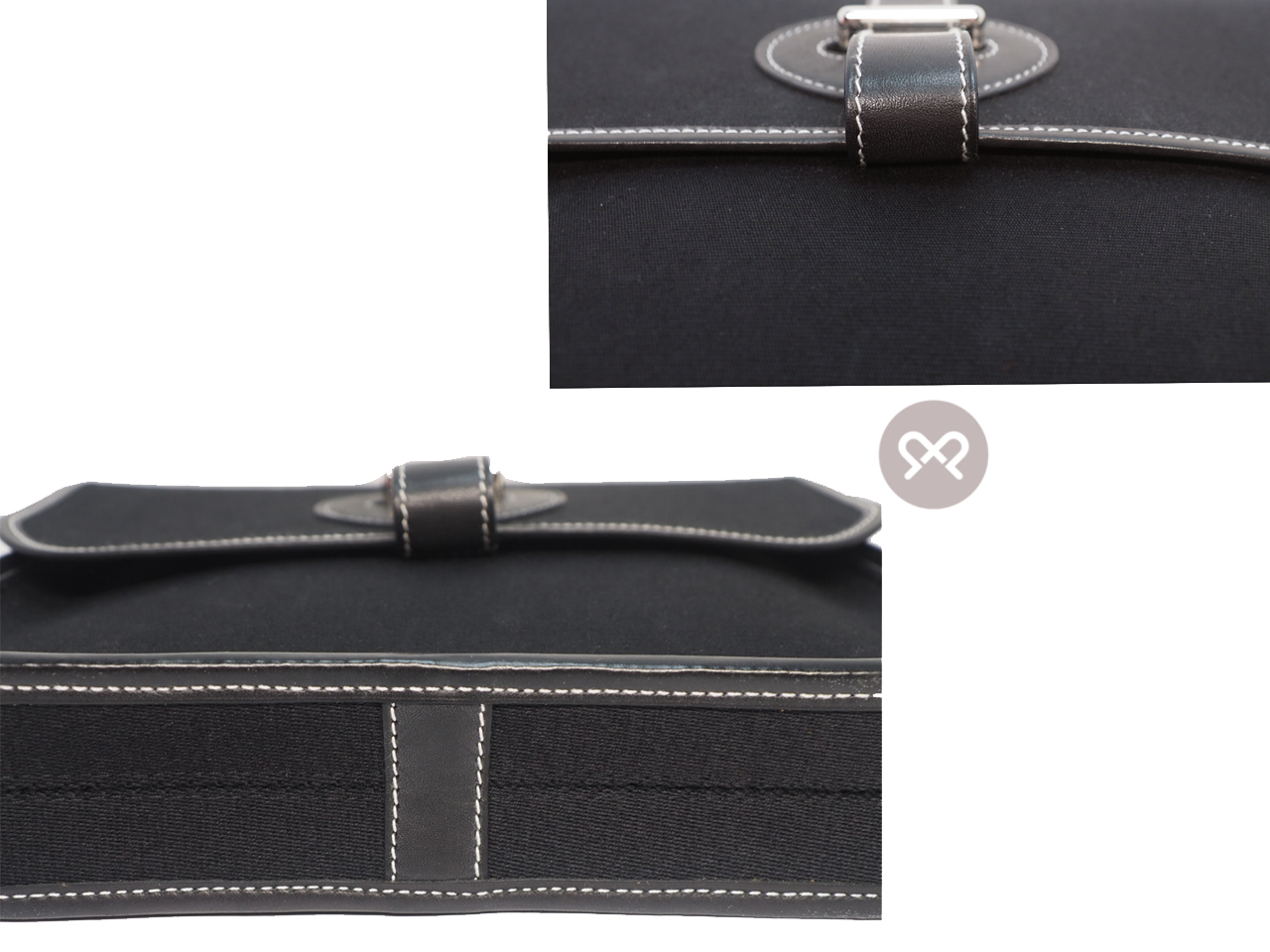HERMES Buenaventura Mini black Toile Officer x Leather Cross Body/ Messenger Bag - Image 7