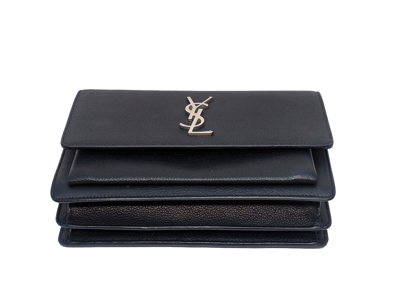 SAINT LAUREN YSL 442906 Saint Laurent Black Grained Leather Sunset Medium Bag - Image 6