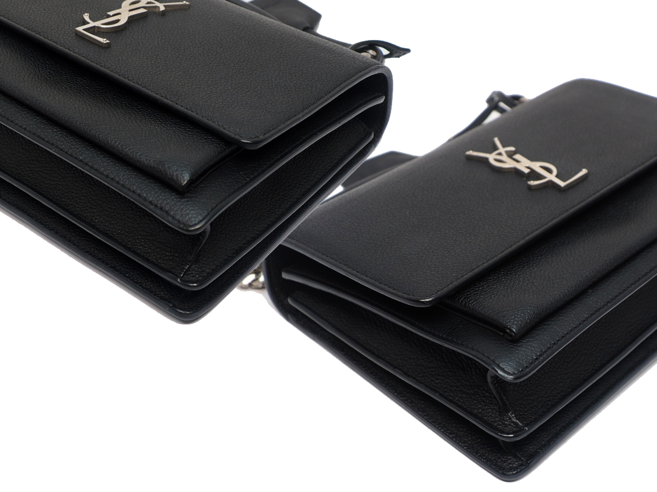 SAINT LAUREN YSL 442906 Saint Laurent Black Grained Leather Sunset Medium Bag - Image 8