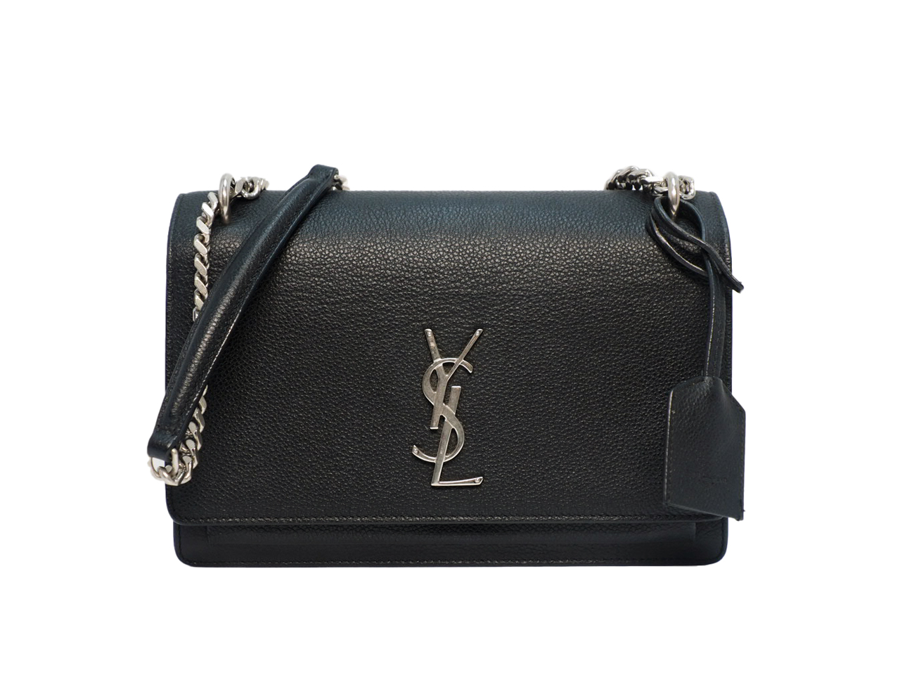 SAINT LAUREN YSL 442906 Saint Laurent Black Grained Leather Sunset Medium Bag