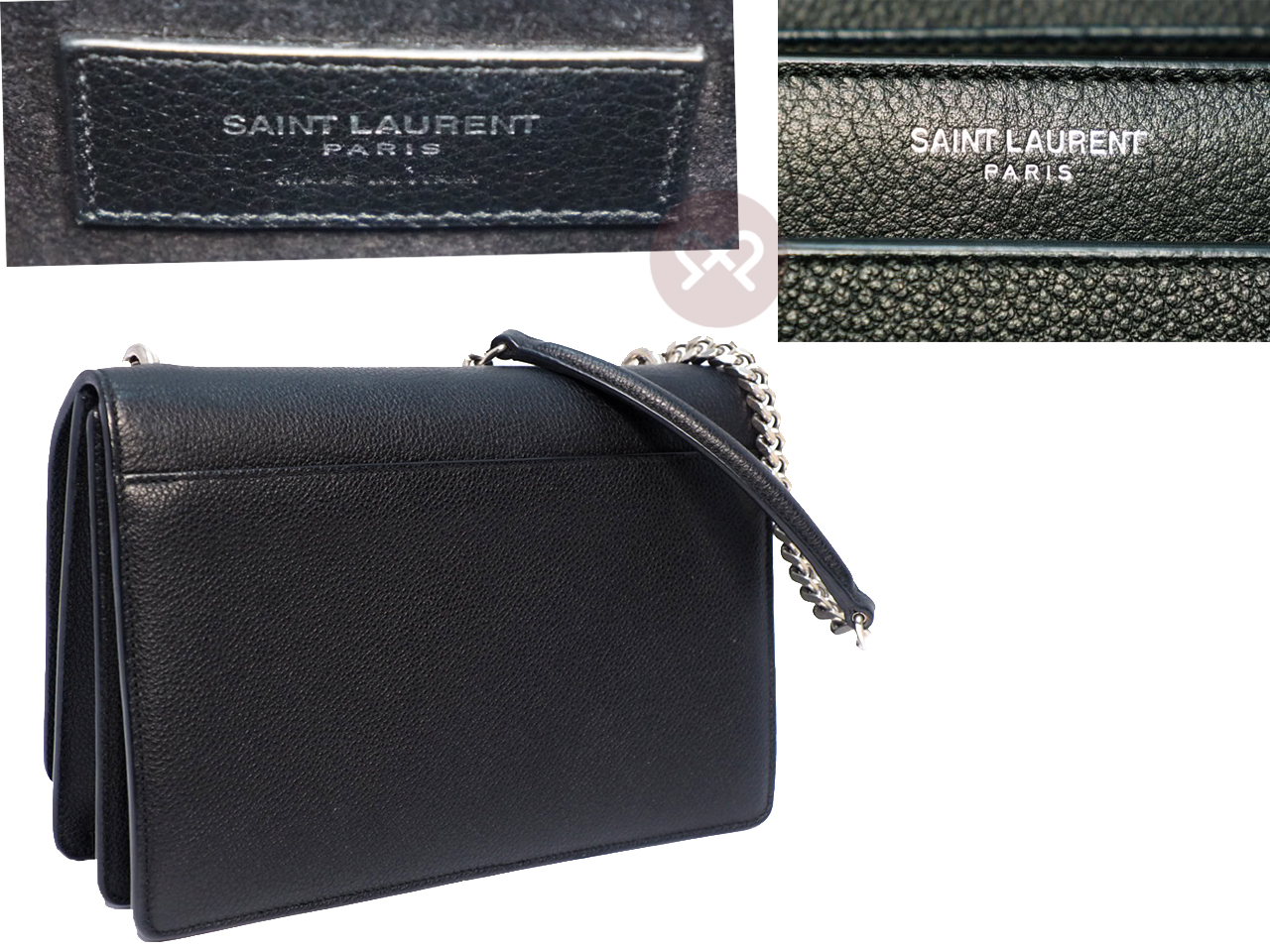 SAINT LAUREN YSL 442906 Saint Laurent Black Grained Leather Sunset Medium Bag - Image 4