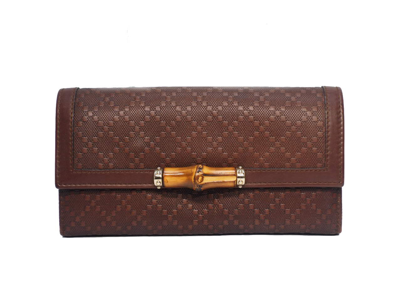 Gucci 257018 Bamboo with Cane Textured Continental Long Wallet - Image 2