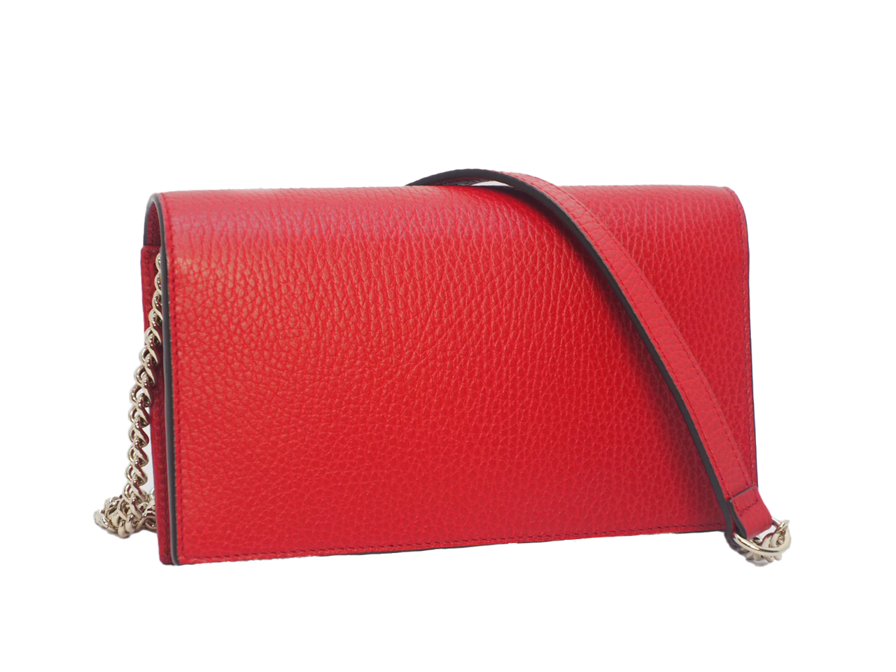 Gucci 510314 Red Calf Leather Interlocking G wallet on chain - Image 5