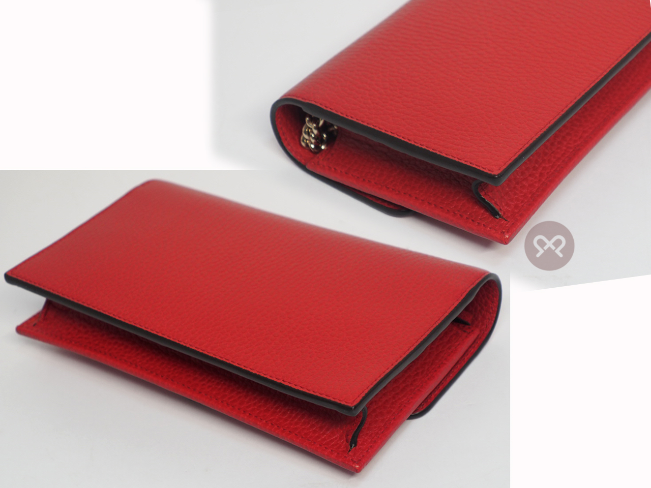Gucci 510314 Red Calf Leather Interlocking G wallet on chain - Image 12