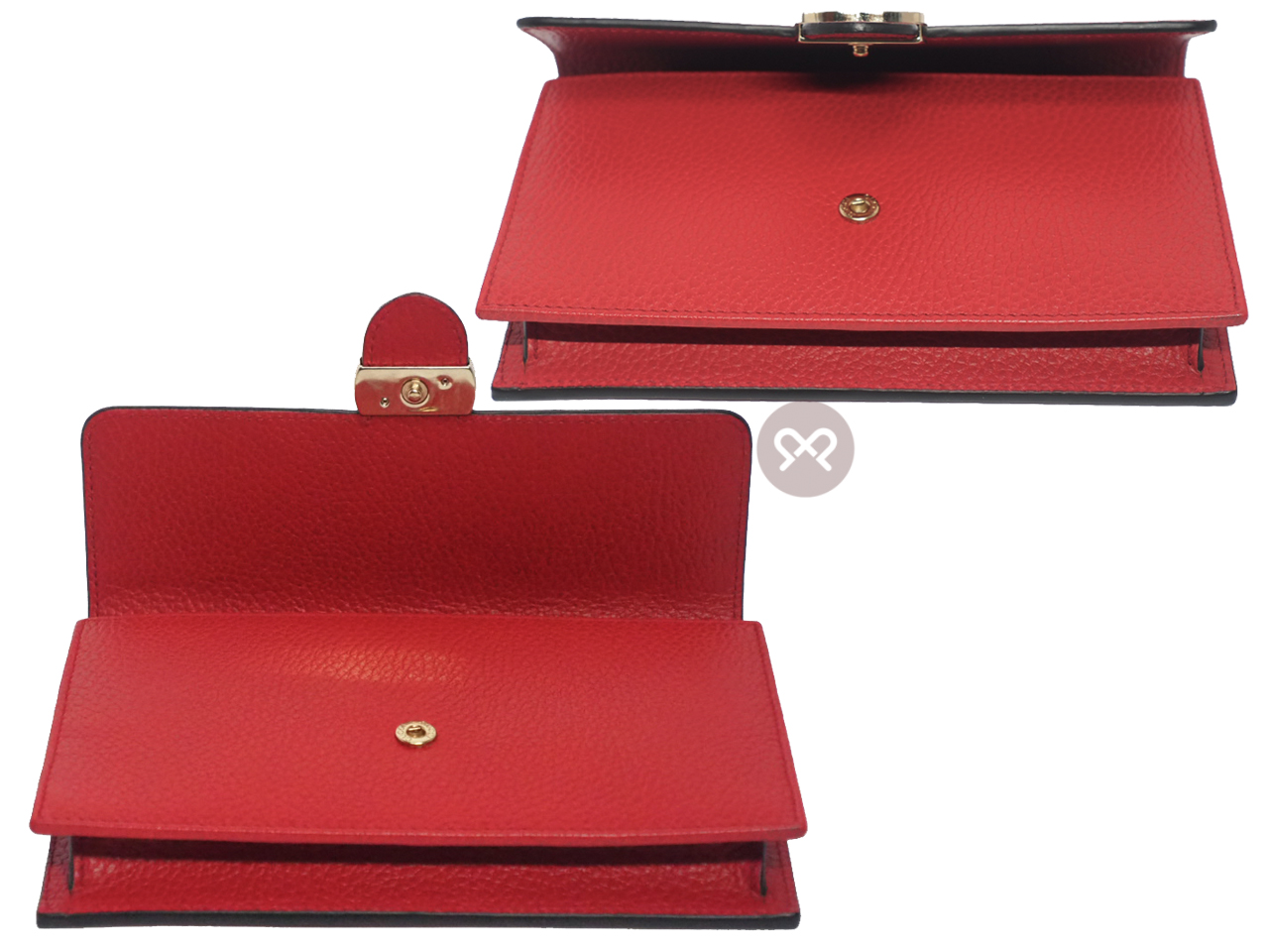Gucci 510314 Red Calf Leather Interlocking G wallet on chain - Image 6