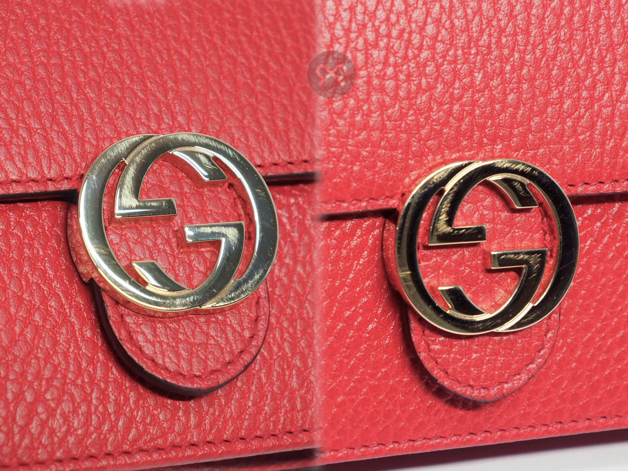 Gucci 510314 Red Calf Leather Interlocking G wallet on chain - Image 14