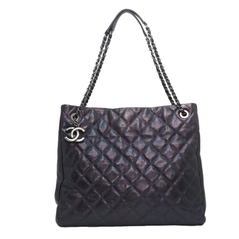 Chanel 17099298 Raisin/ Purple Caviar Leather Ruthenium Shopping Large Tote