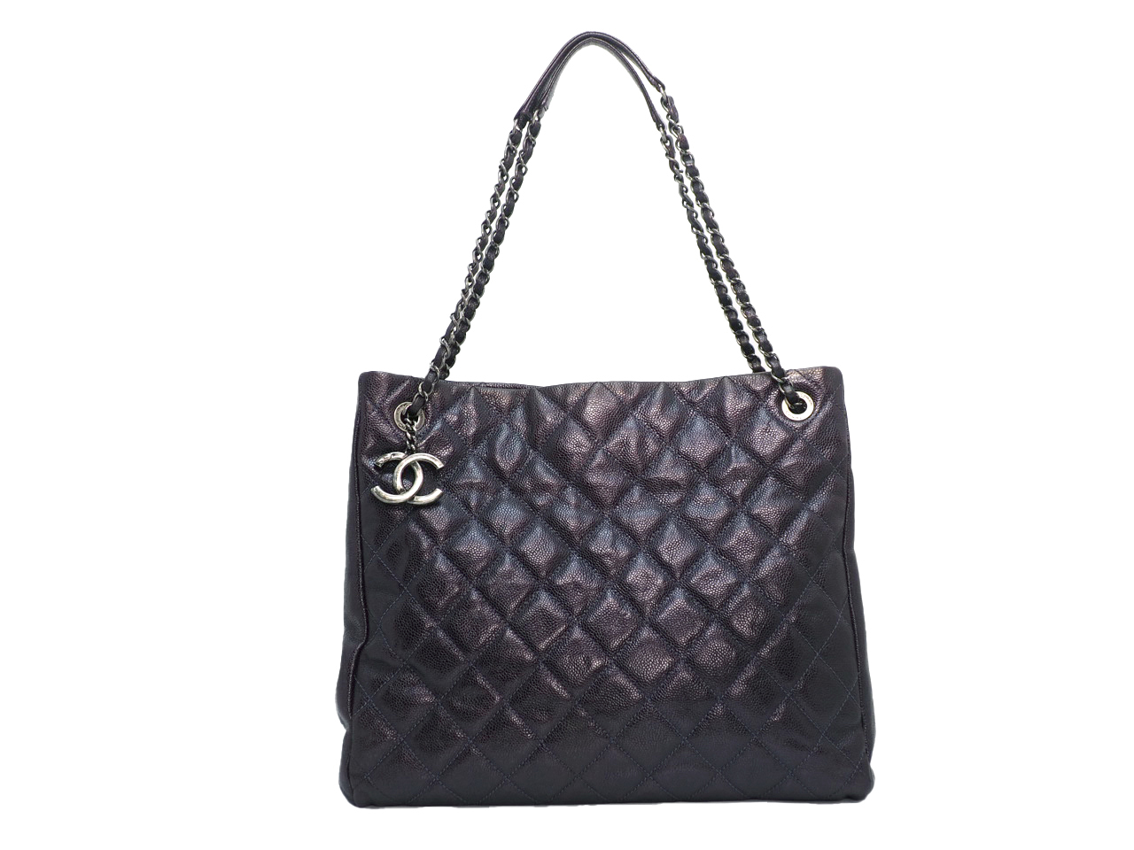 Chanel 17099298 Raisin/ Purple Caviar Leather Ruthenium Shopping Large Tote