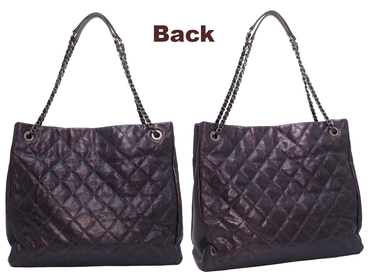 Chanel 17099298 Raisin/ Purple Caviar Leather Ruthenium Shopping Large Tote - Image 3