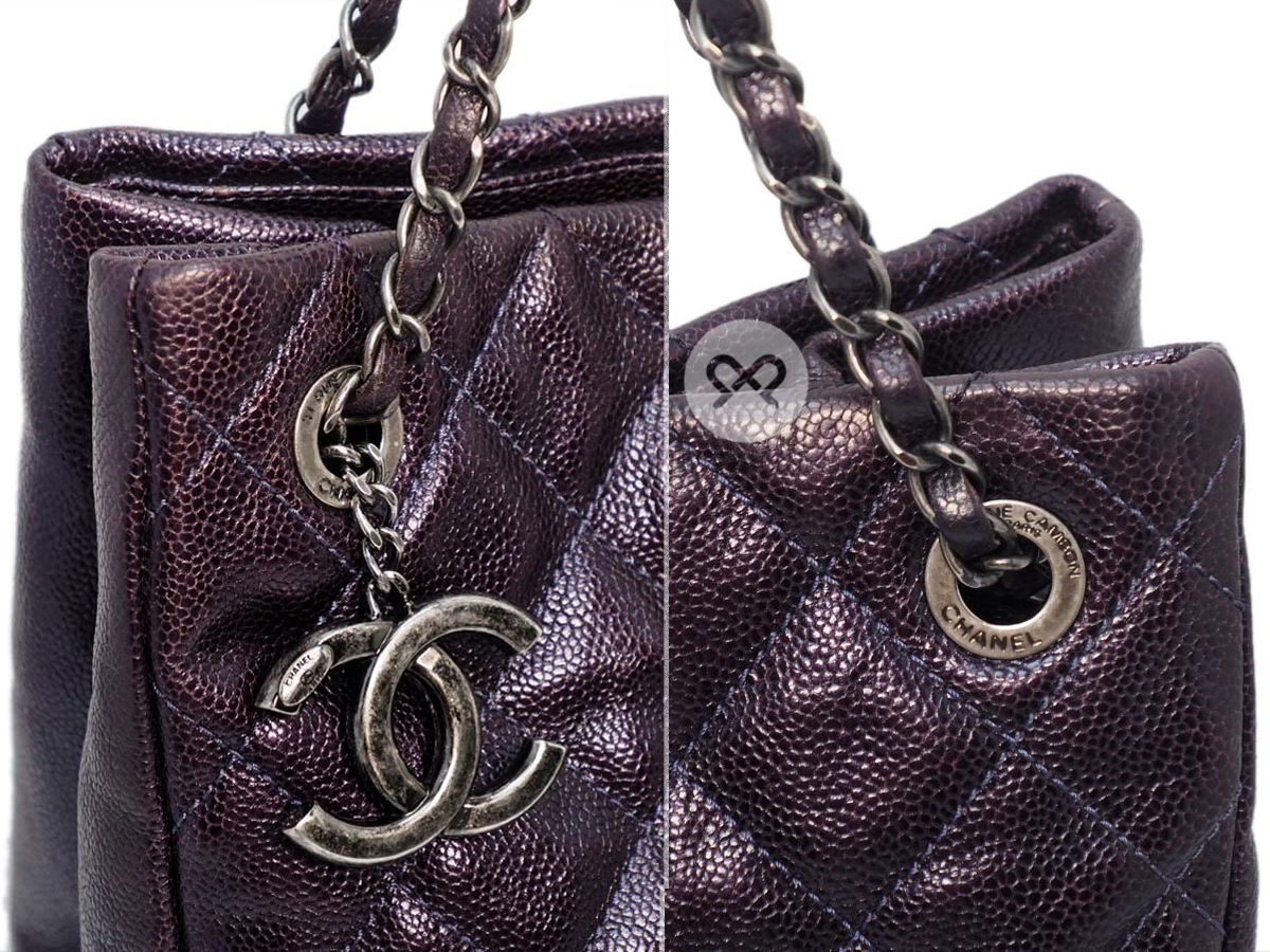 Chanel 17099298 Raisin/ Purple Caviar Leather Ruthenium Shopping Large Tote - Image 8