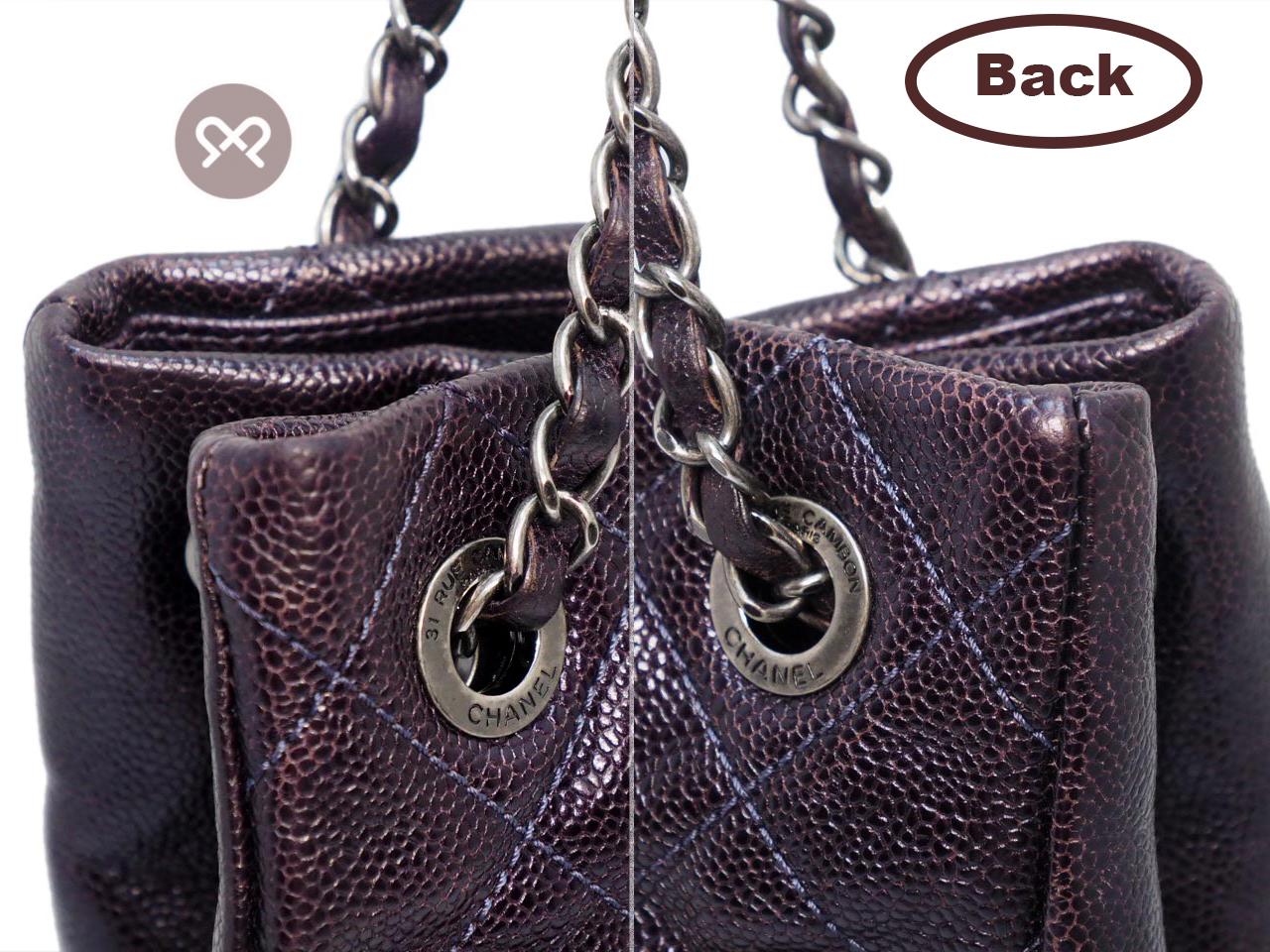 Chanel 17099298 Raisin/ Purple Caviar Leather Ruthenium Shopping Large Tote - Image 7
