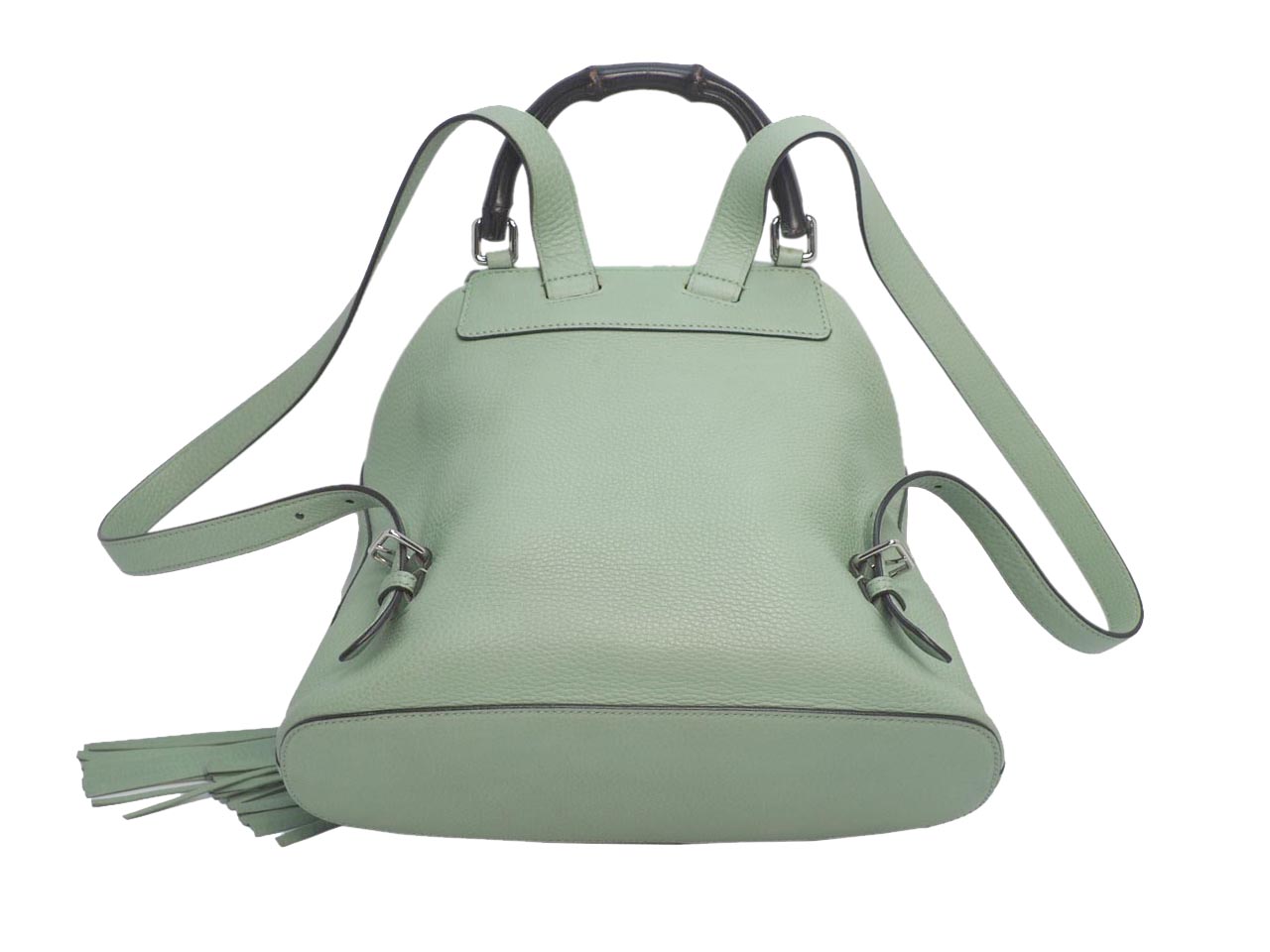 Gucci 370833 Lime Green Leather Bamboo Rucksack Large Backpack - Image 3