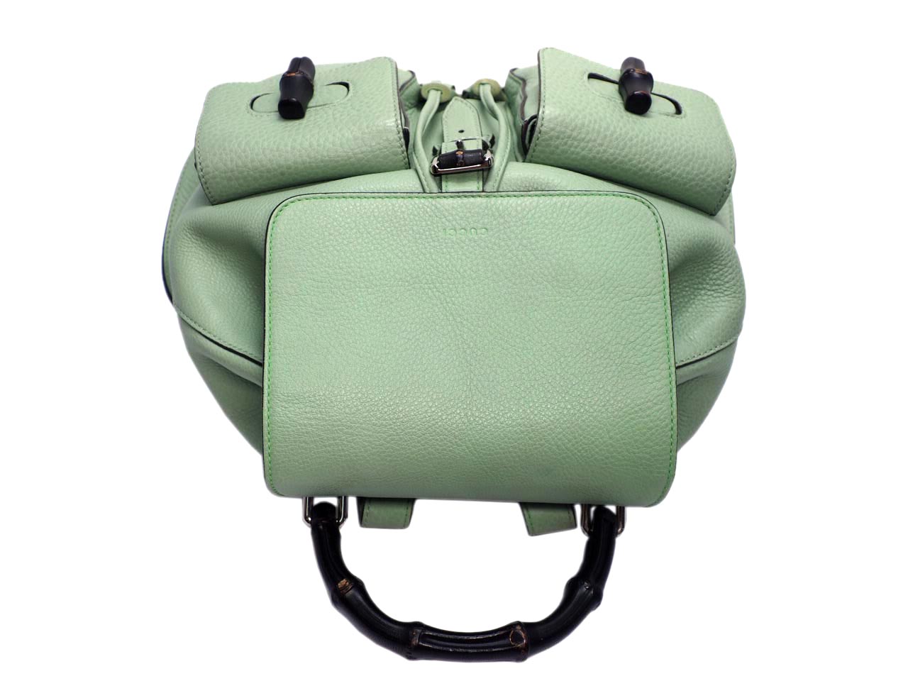 Gucci 370833 Lime Green Leather Bamboo Rucksack Large Backpack - Image 6