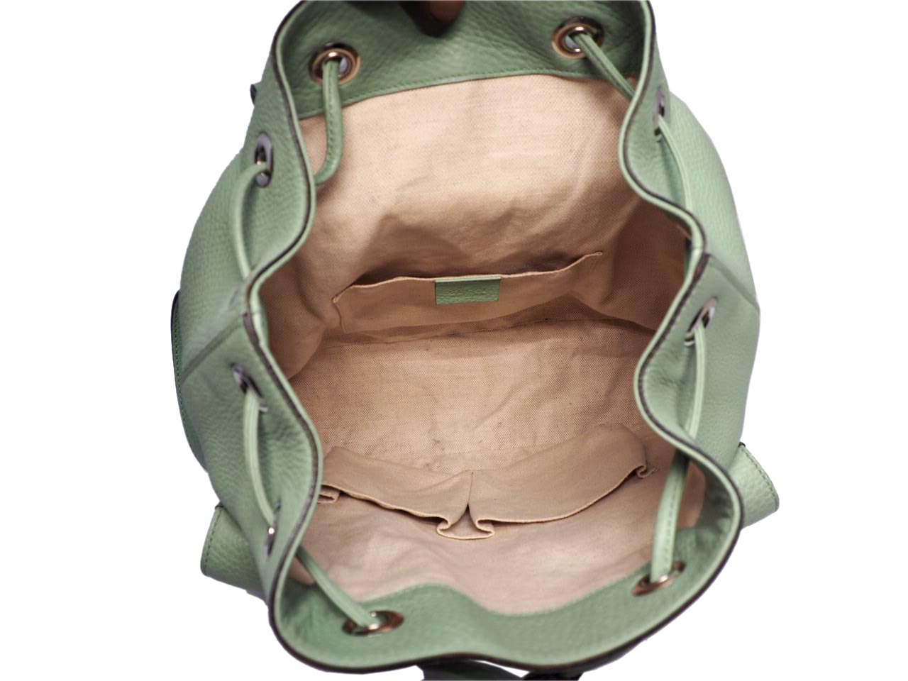 Gucci 370833 Lime Green Leather Bamboo Rucksack Large Backpack - Image 12
