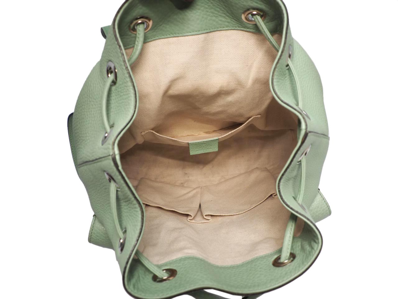 Gucci 370833 Lime Green Leather Bamboo Rucksack Large Backpack - Image 11